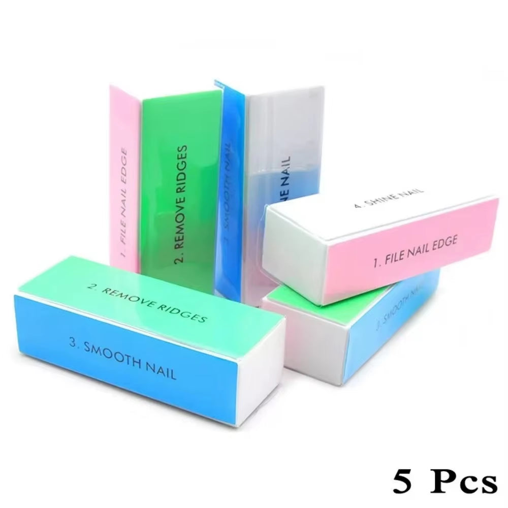 5 Pcs/1Set Nail Sponge Buffer Block Shine Polisher Nail Buffing File Manicure Sanding Nail File Nail Art Tools Kit