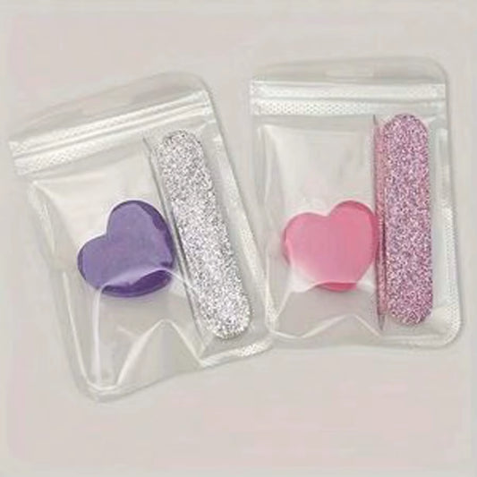 1Pcs Crystal Dotting Pen, Heart-Shaped Tofu Block & Wooden File Manicure Tool Set - Unscented Nail Care Accessories for Polishin