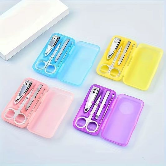 4-Piece Nail Care Set: Stainless Steel Nail and Foot Repair Set, Including Scissors, Nail Clippers, and Files